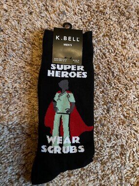 K. Bell men's socks black Super Heroes